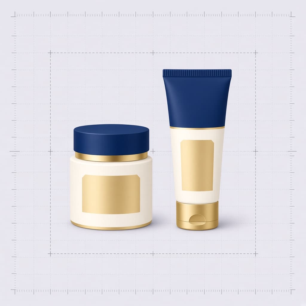 Ilustração de layout e design de embalagens cosméticas
